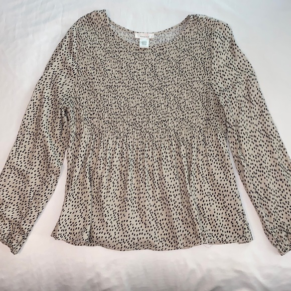 Urban Romantics Smocked Dot Long Sleeve Blouse Large - Picture 5 of 7